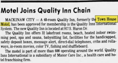 Town House Motel (Quality Inn) - May 1984 Becomes Quality Inn